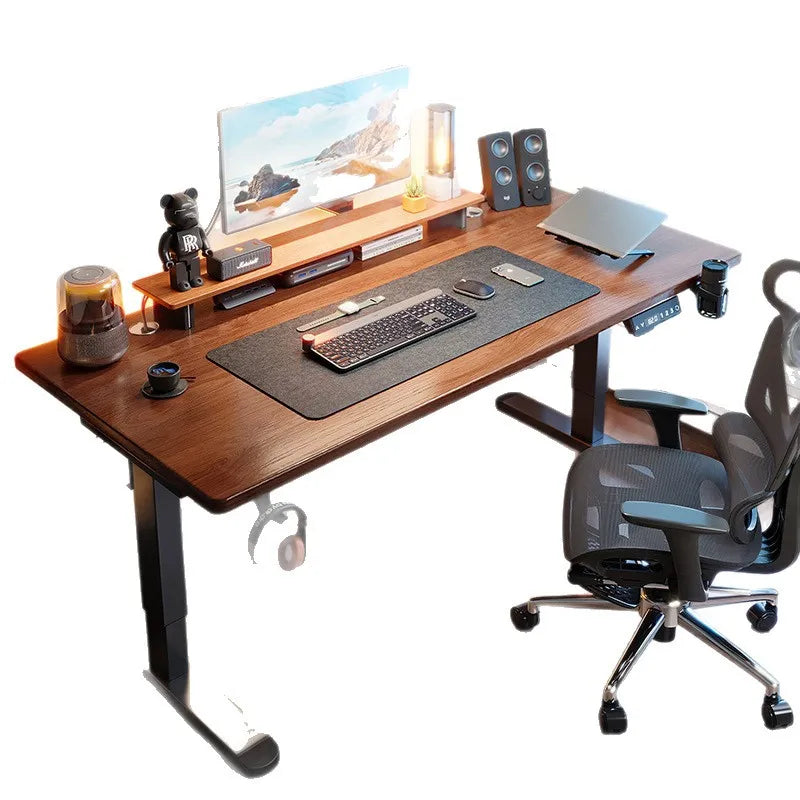 Electric Height Adjustable Desk Solid Wood Smart Standing Table Computer Gaming Desk Home Office Lifting Workbench