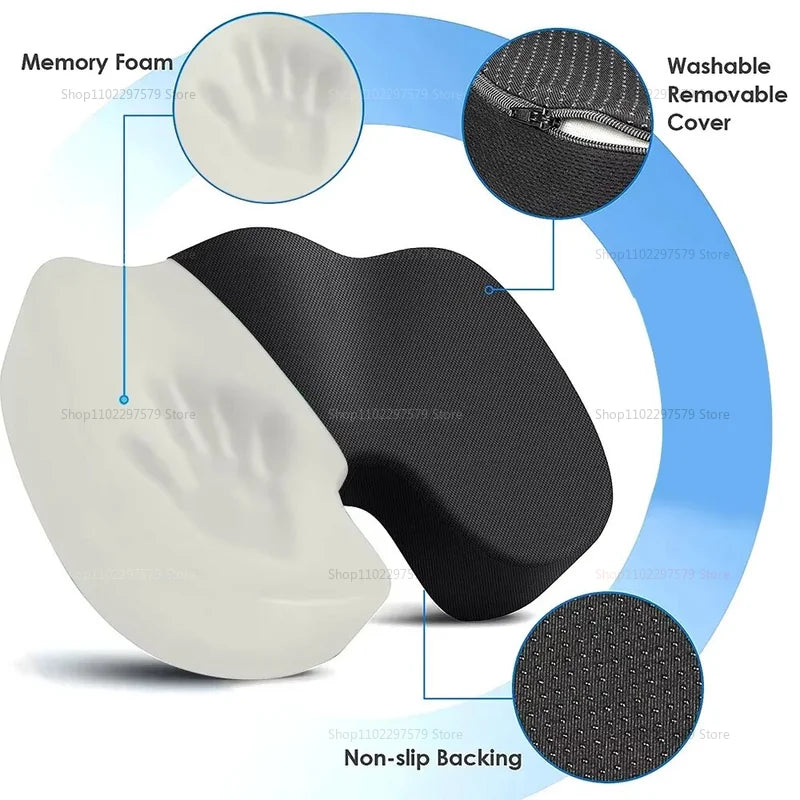 Ergonomic Memory Foam Office Chair Cushion Hemorrhoid Support Cushion Sedentary Relief Seat Pad Student Car Seat Cushion